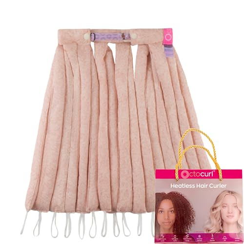 Octocurl Heatless Hair Curlers Headband - Overnight Curls, No Heat Styling for Medium Hair (Cotton - Pink)